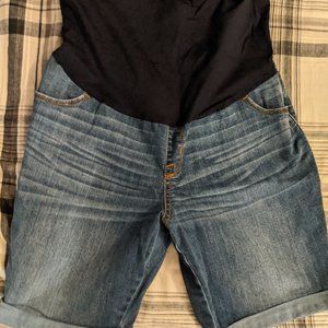 Maternity jean shorts full panel